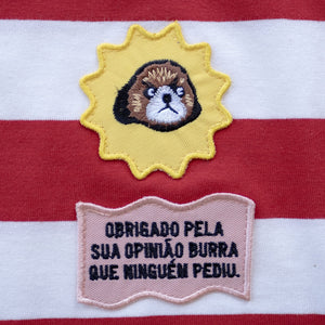 T-Shirt Opinião burra Riscas Vermelhas - Mister Cimba - Viagens & Utilidades